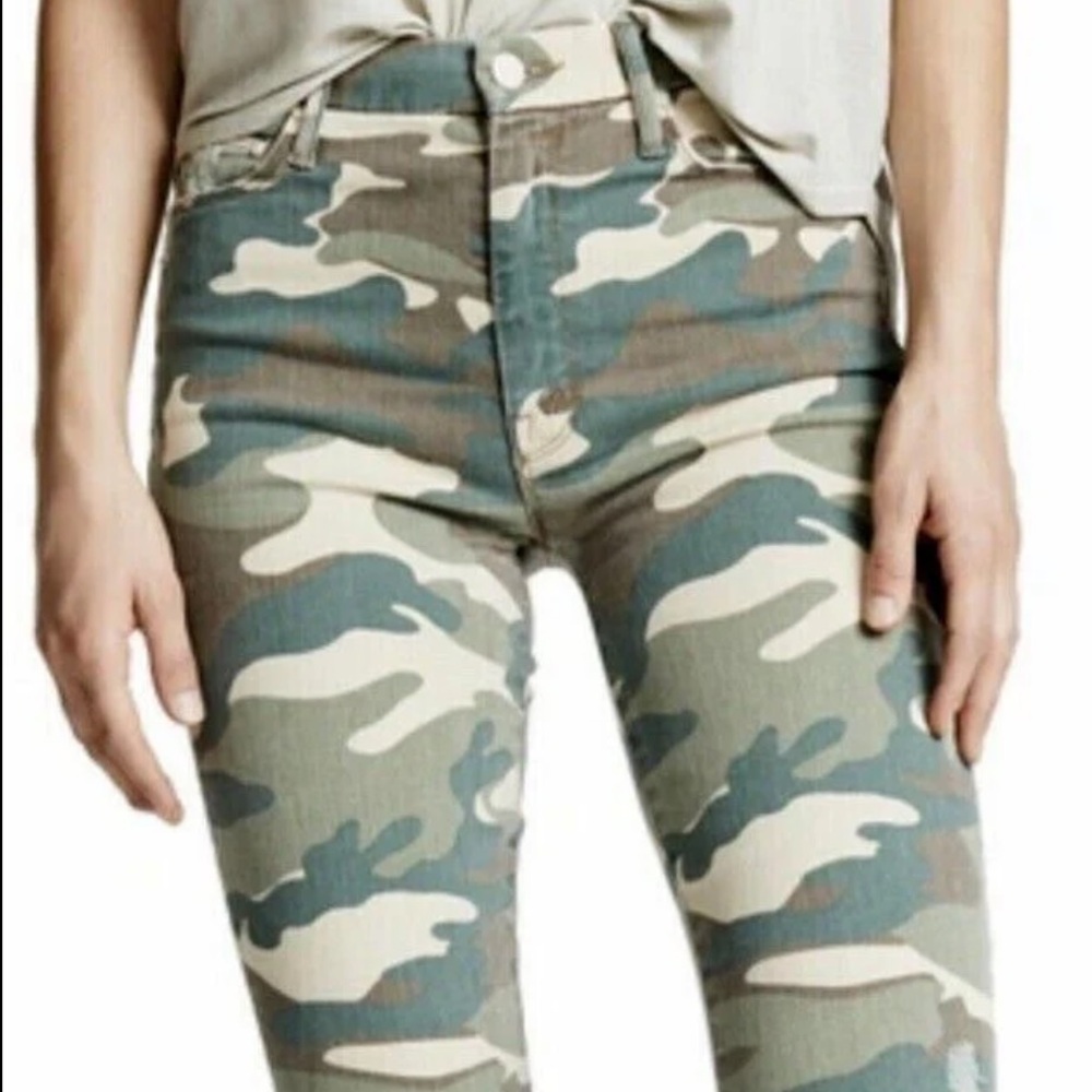 MOTHER Camouflage Women Jeans - Green and Tan